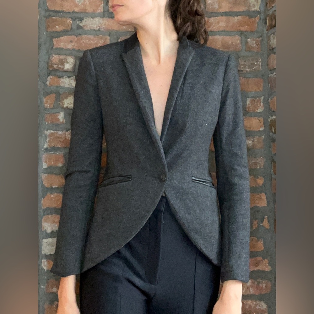 Wool leather blazer